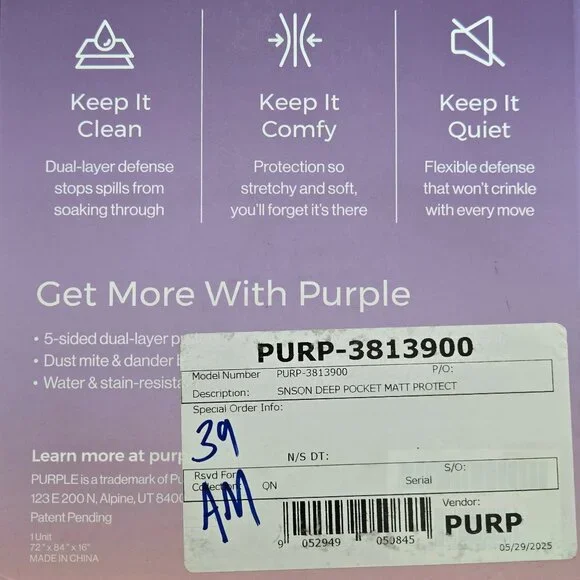 Purple Mattress Protector (New) - California King - Picture 6 of 6